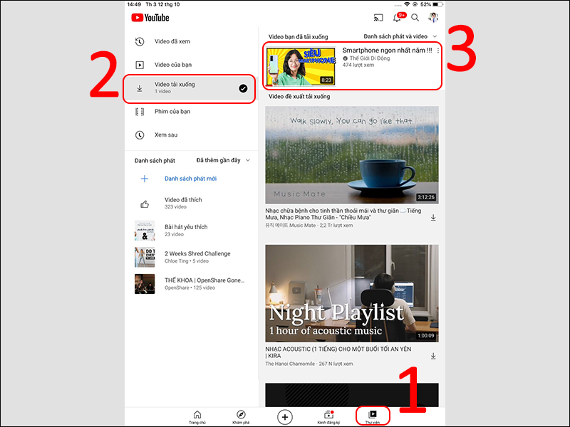 Xem lại video đã tải